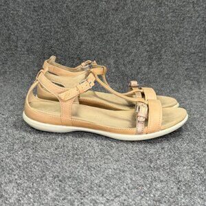 Ecco Sandals Women's 9 Tan Leather Ankel Wrap Buckle Comfort Flip Flops